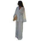Women's Elegant Linen Suit with Refined Ruffles