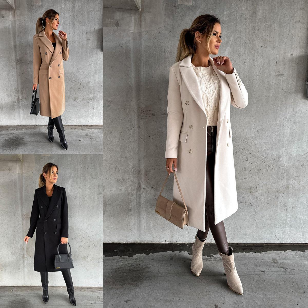 Elegant Double-Breasted Coat with Belt