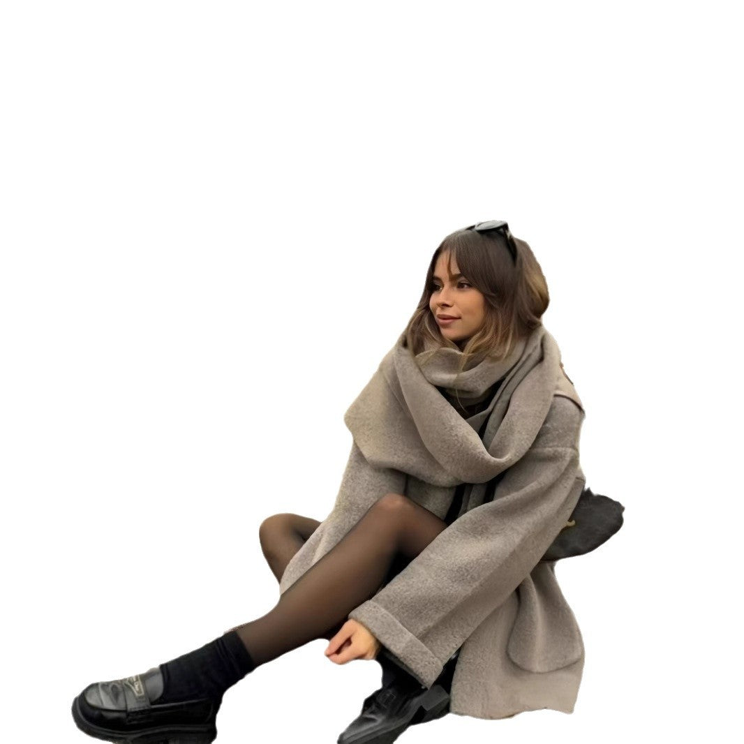 Women's Elegant and Warm Wrap Jacket with Shawl Collar and Fringe