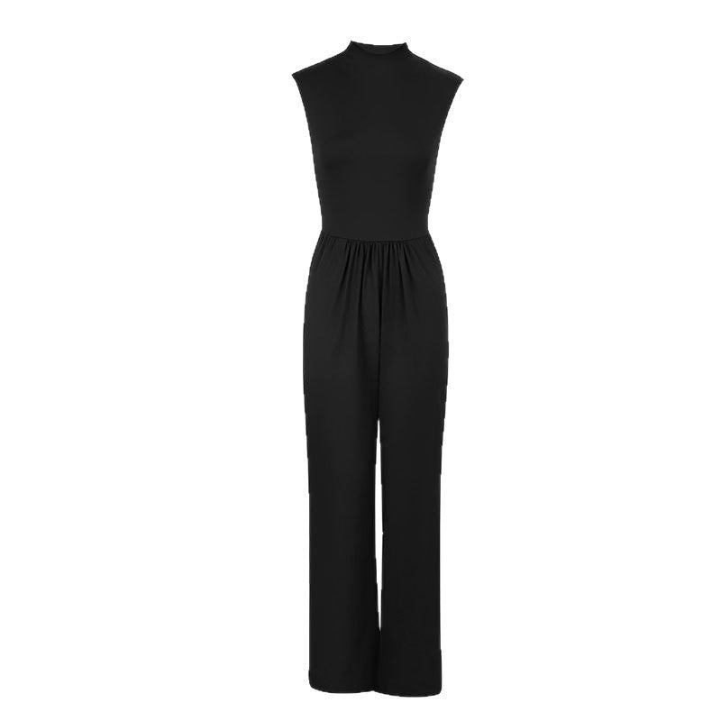 Women's Elegant High-Neck Wide-Leg Jumpsuit