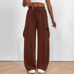 Women's Wide-Leg Cargo Pants with Elastic Waist