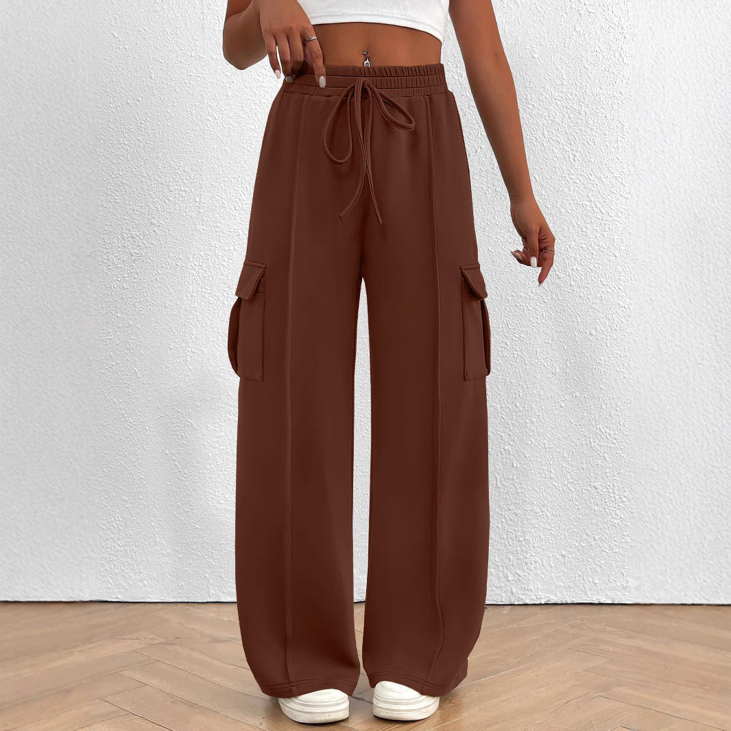 Women's Wide-Leg Cargo Pants with Elastic Waist