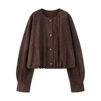 Women's Elegant and Loose Faux Leather Blouse Jacket