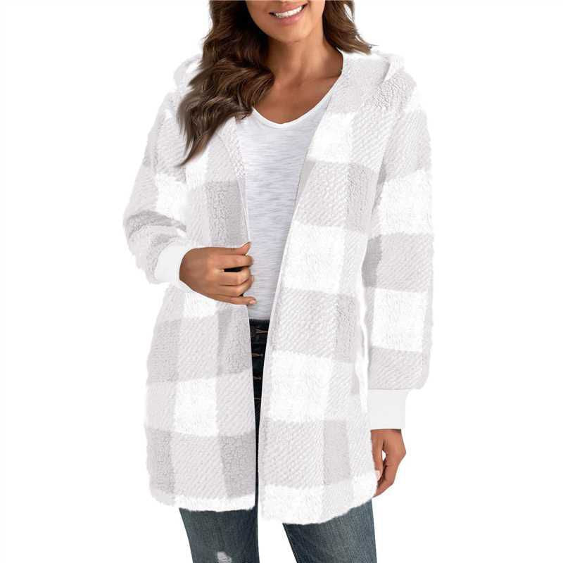 Women's Long Plaid Coat in Soft Material