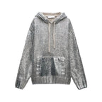 Women's Glitter Knit Hoodie with Kangaroo Pocket