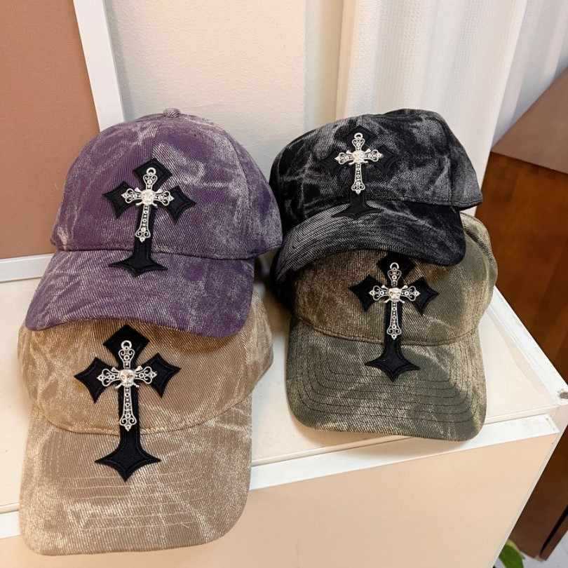 Men's Velvet Embroidered Cross Baseball Cap