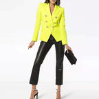 Women's Elegant Double-Breasted Blazer Jacket with Gold Buttons