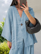 Elegant Kimono Jacket with Wide Sleeves and Loose Fit