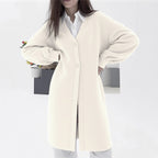 Women's Cozy Knit Cardigan with V-Neck and Button Closure