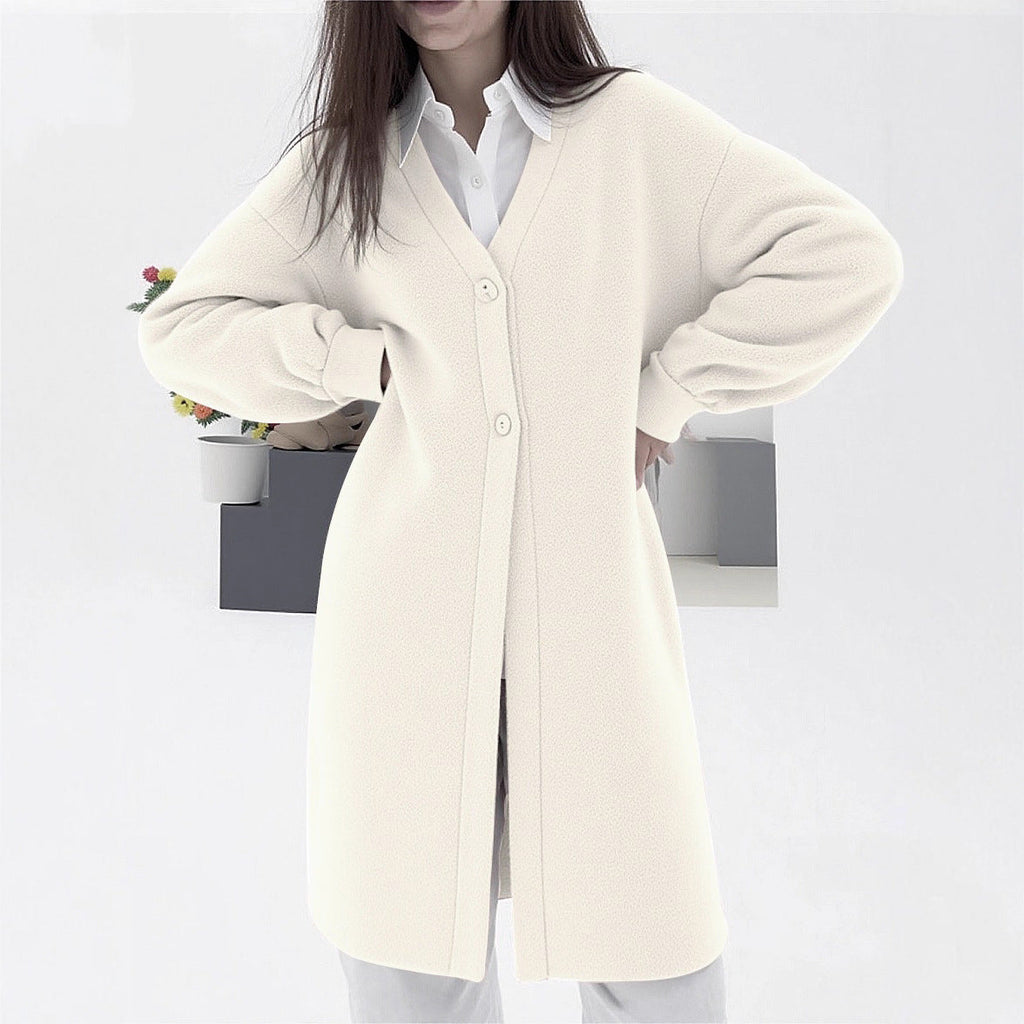 Women's Elegant Button-Front V-Neck Cardigan