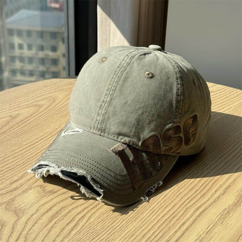 Men's Distressed Cotton Baseball Cap