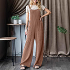 Women's Casual Corduroy Overalls with Pockets and Wide Legs