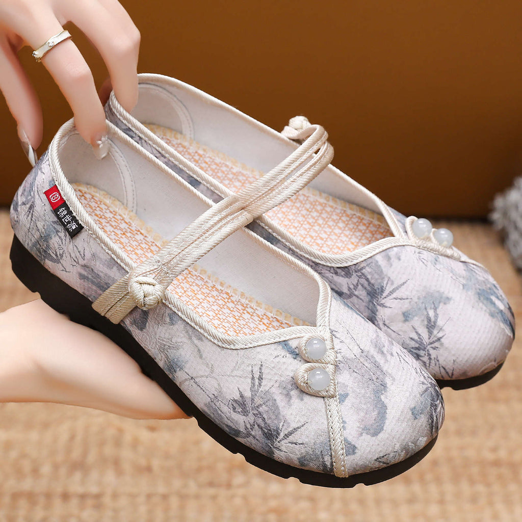 Women's Ballet Flats with Button Detail