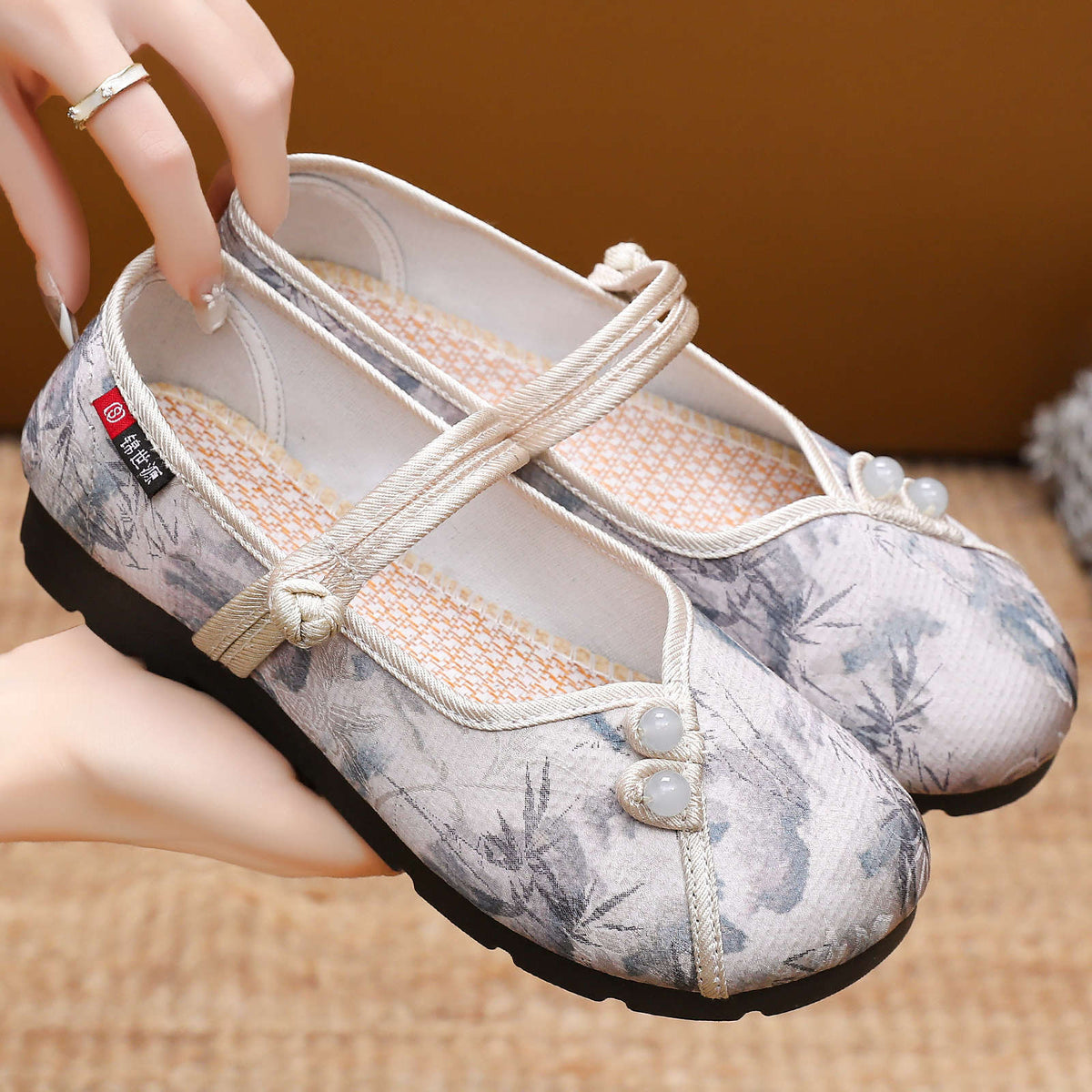 Women's Ballet Flats with Button Detail