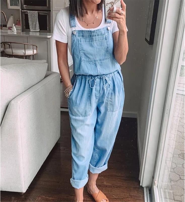 Women's Denim Overalls with Adjustable Straps