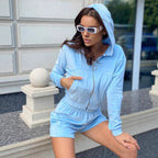 Women's Cropped Hoodie Set with Elastic Waistband