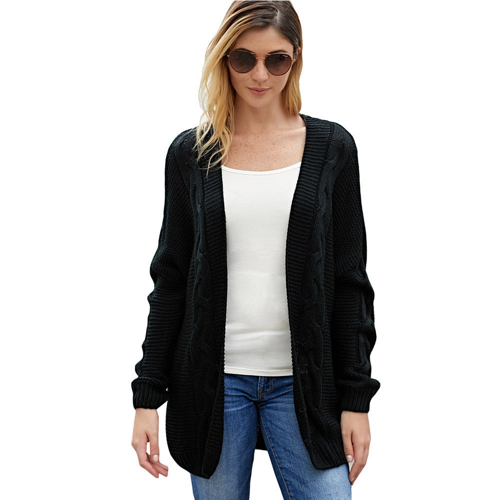 Women's Chunky Knit Cardigan with Creative Cable Patterns and Casual Fit