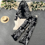 Women's Fashionable Floral Lounge Set with Hood