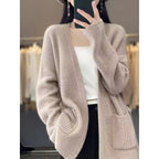 Women's Comfortable Cardigan with Waist Belt and Pockets