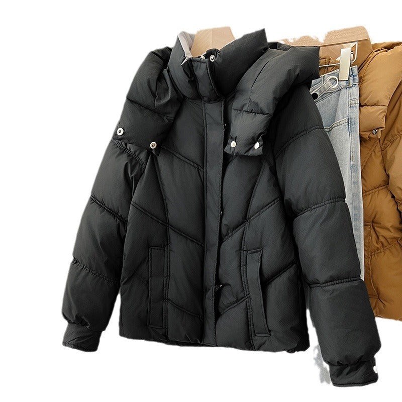 Women's Fashionable Puffer Jacket with High Collar and Practical Pockets