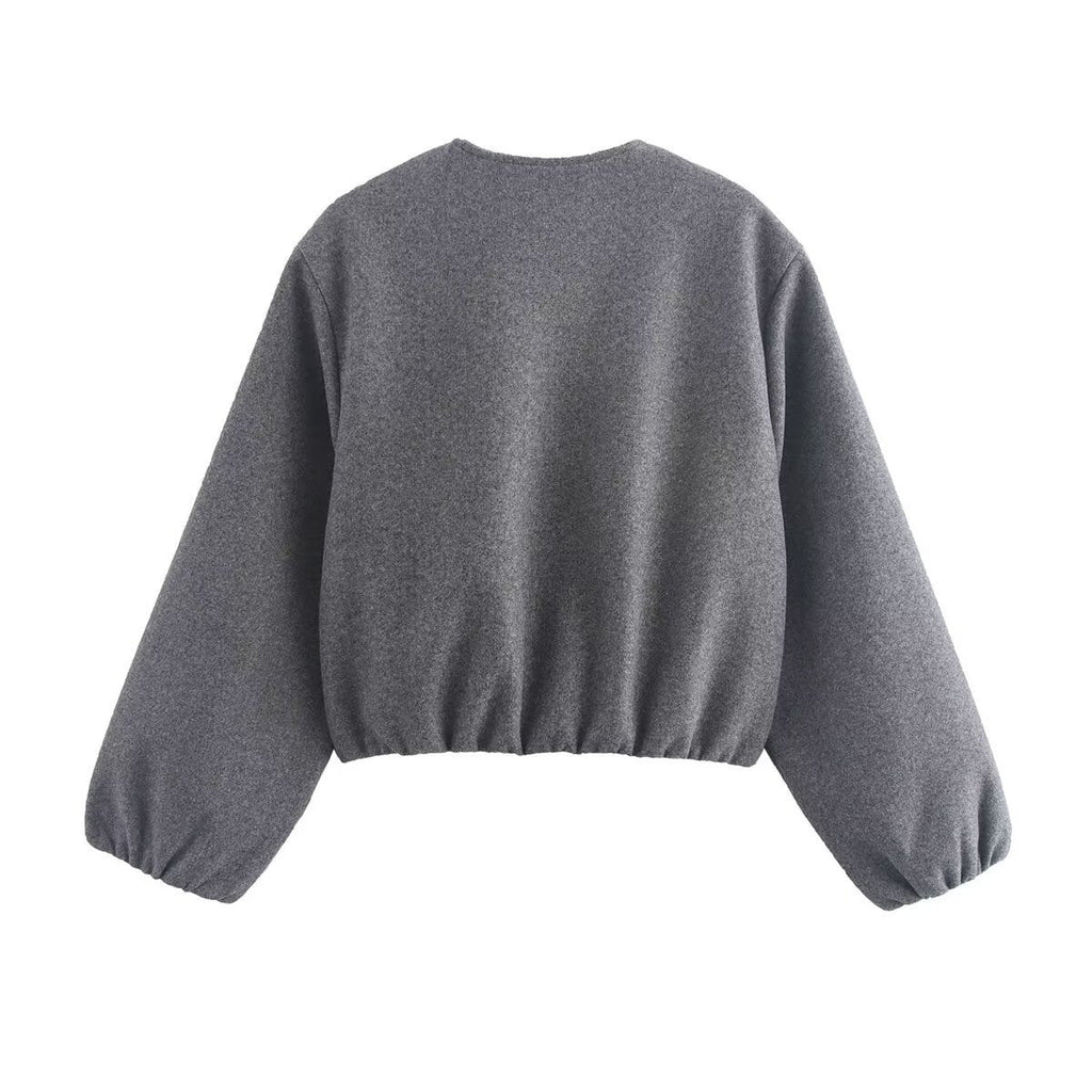 Women's Comfortable Bomber Jacket with High Collar