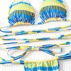Women's Bandeau Bikini with Fashionable Stripes and Adjustable Strap System