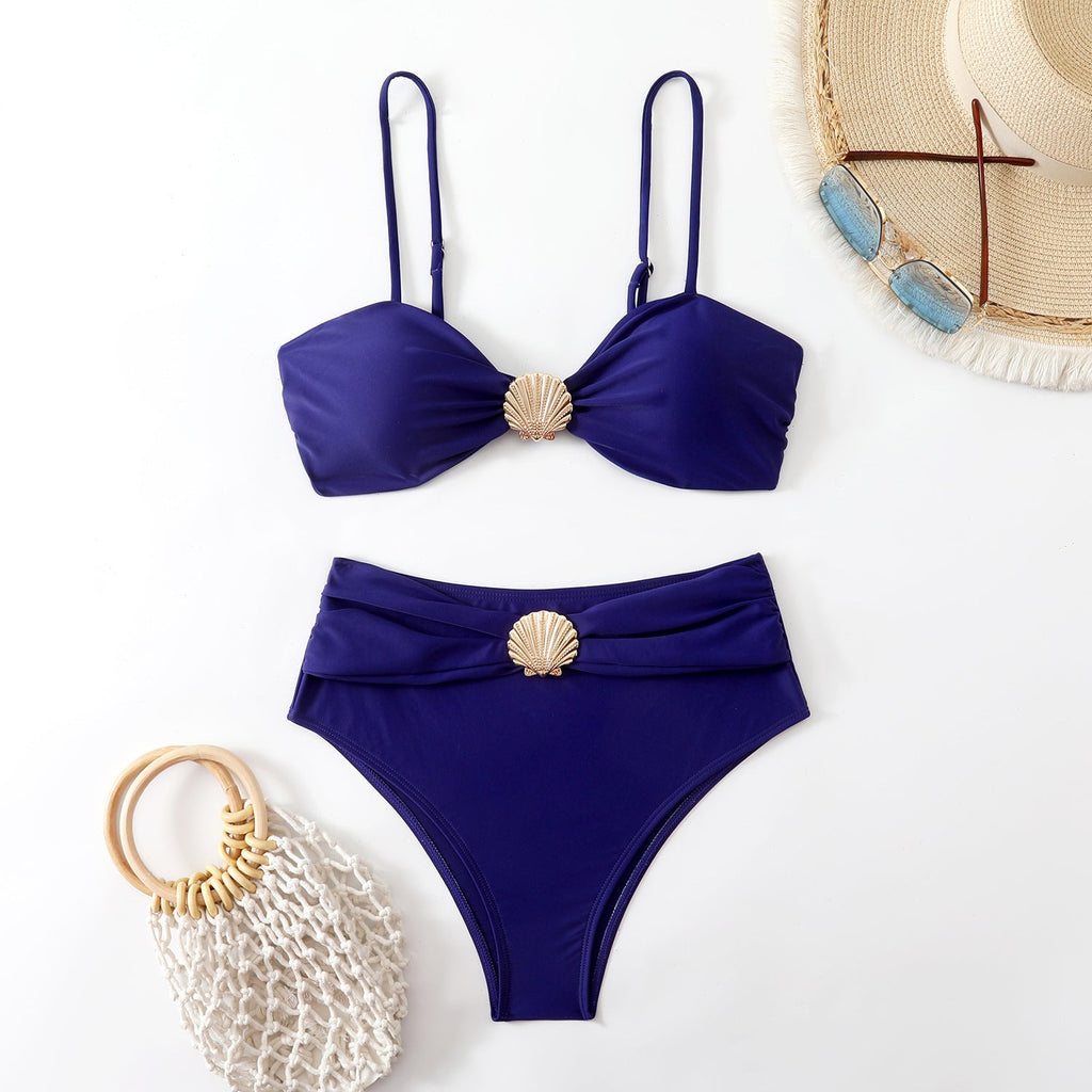 Women's Bandeau Bikini with Elegant Shell Details