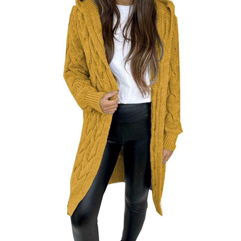 Women's Long Cable Knit Coat