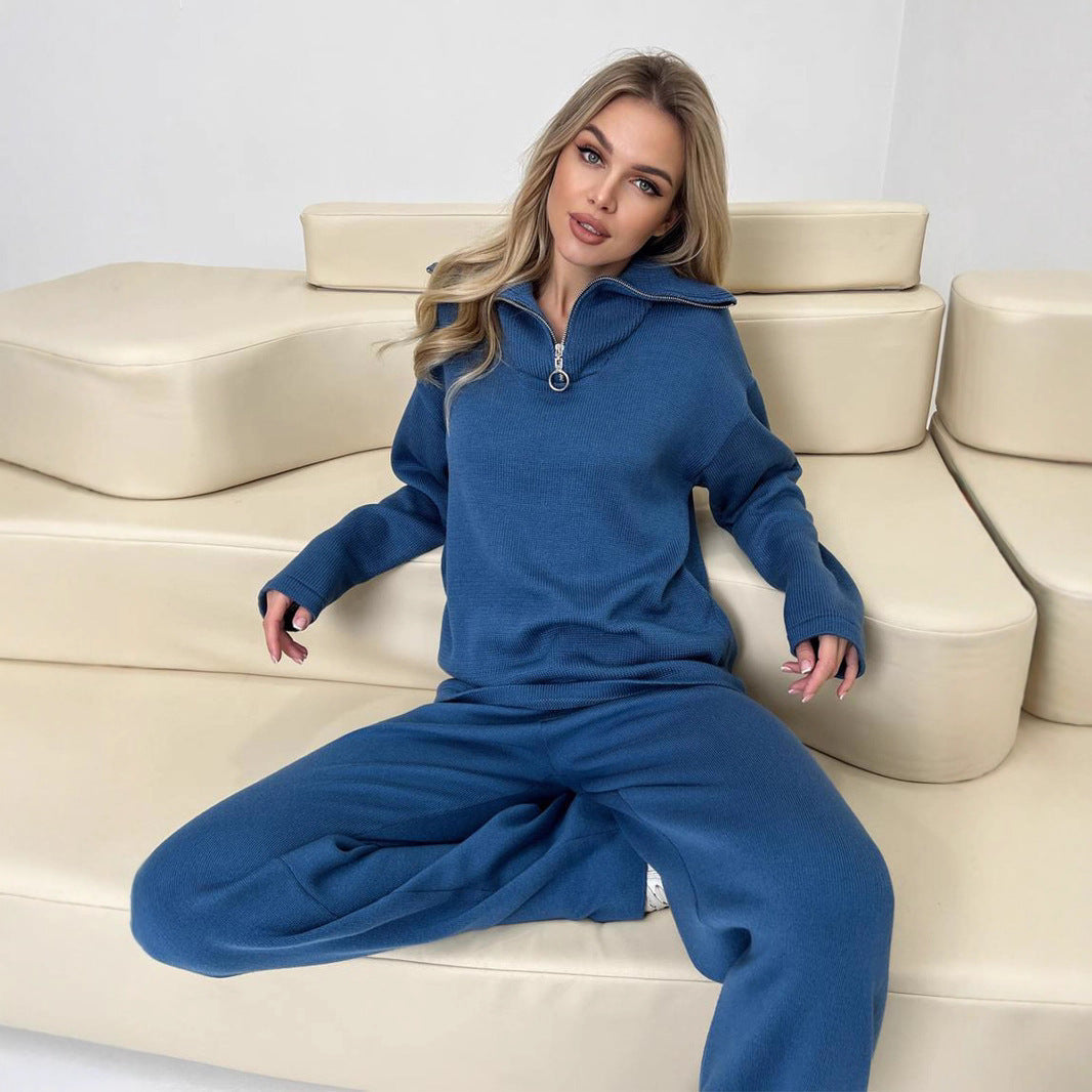 Women's Comfortable Sweat Set with High Collar