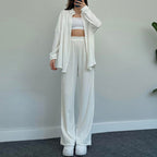 Knit Ensemble with Wide Blouse and Loose Pants