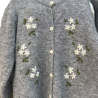 Women's Knitted Cardigan with Floral Embroidery