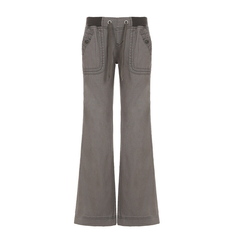 Women's Flared Pants with Waist Belt
