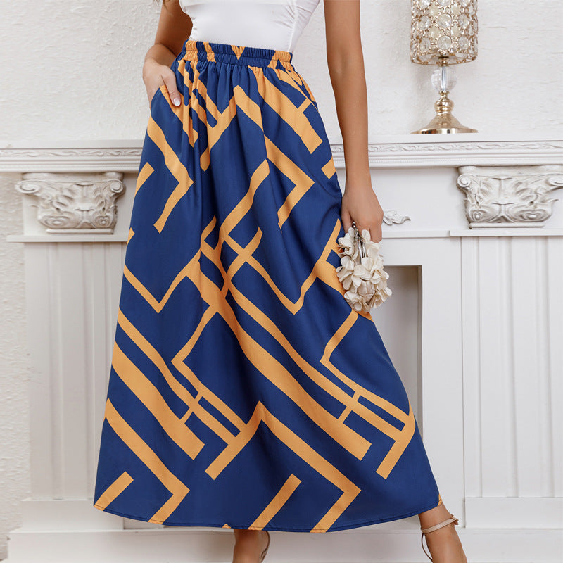 Women's Geometric Print Maxi Skirt