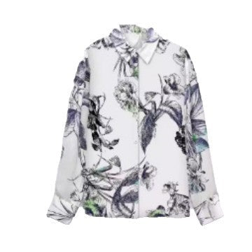 Women's Blouse with Floral Print and Elegant Button Placket