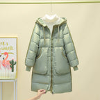 Women's Long Insulated Puffer Parka with Detachable Hood and Large Pockets