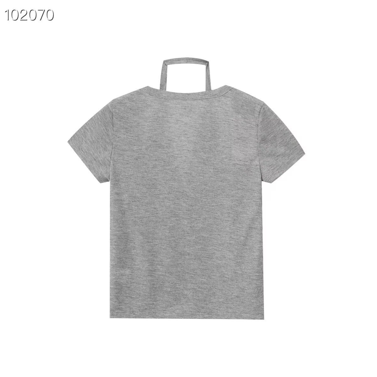 Women's Short-Sleeve Blouse with V-Neck and Tie Belt