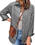 Women's Plaid Shirt with Casual Cut and Chest Pocket