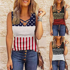 Sleeveless Top with Star and Stripe Pattern
