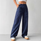 Women's Elegant Wide-Leg Striped Trousers