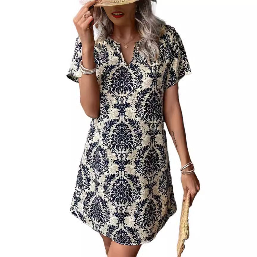 Women's Casual Floral V-Neck Dress