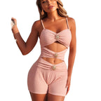 Women's Cut-Out Romper with Decorative Embellishments