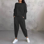 Women's Jogging Suit Lounge Set with Wide Sleeves and Pockets