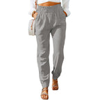 Women's Elegant Casual Trousers with Elastic Waist and Side Pockets