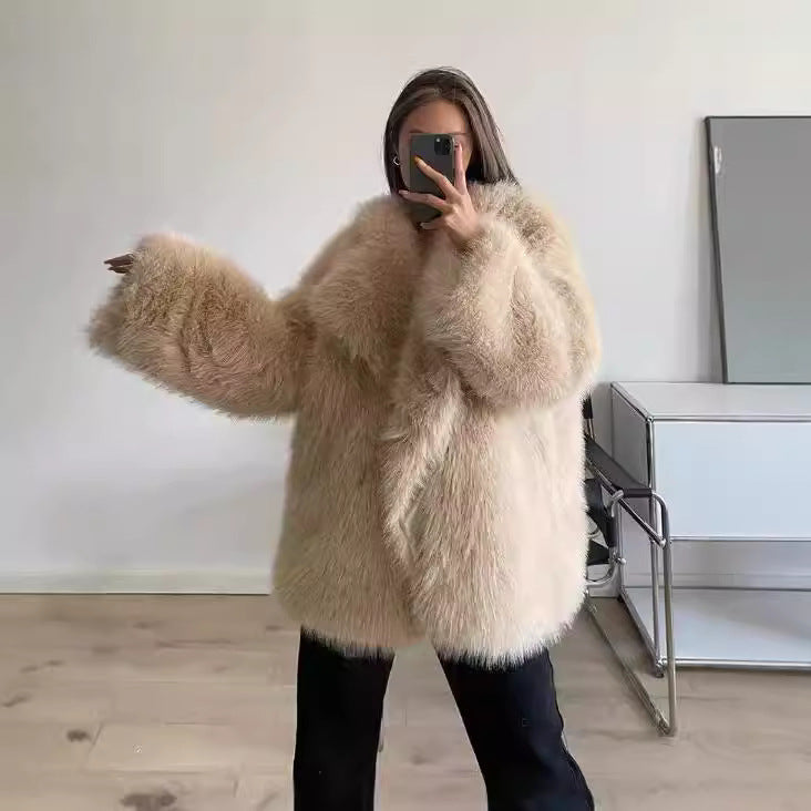 Women's Boucle Faux Fur Jacket