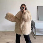 Women's Boucle Faux Fur Jacket