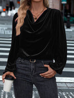 Women's Elegant Viscose Blouse with Cowl Neck