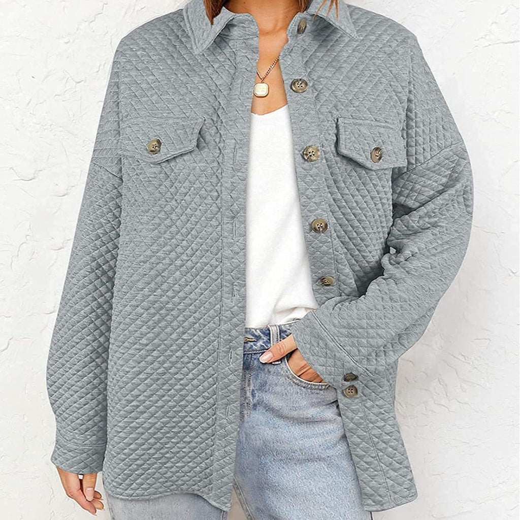 Women's Quilted Overshirt with Pockets and Button Details
