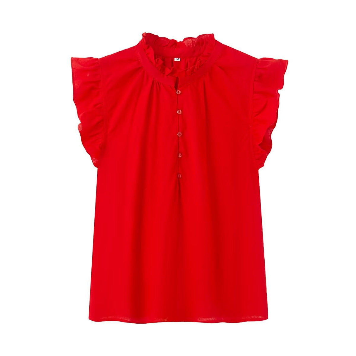 Women's Blouse with Ruffles and Button Placket