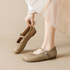 Women's Ballet Flats with Elastic Band and Decorative Strap