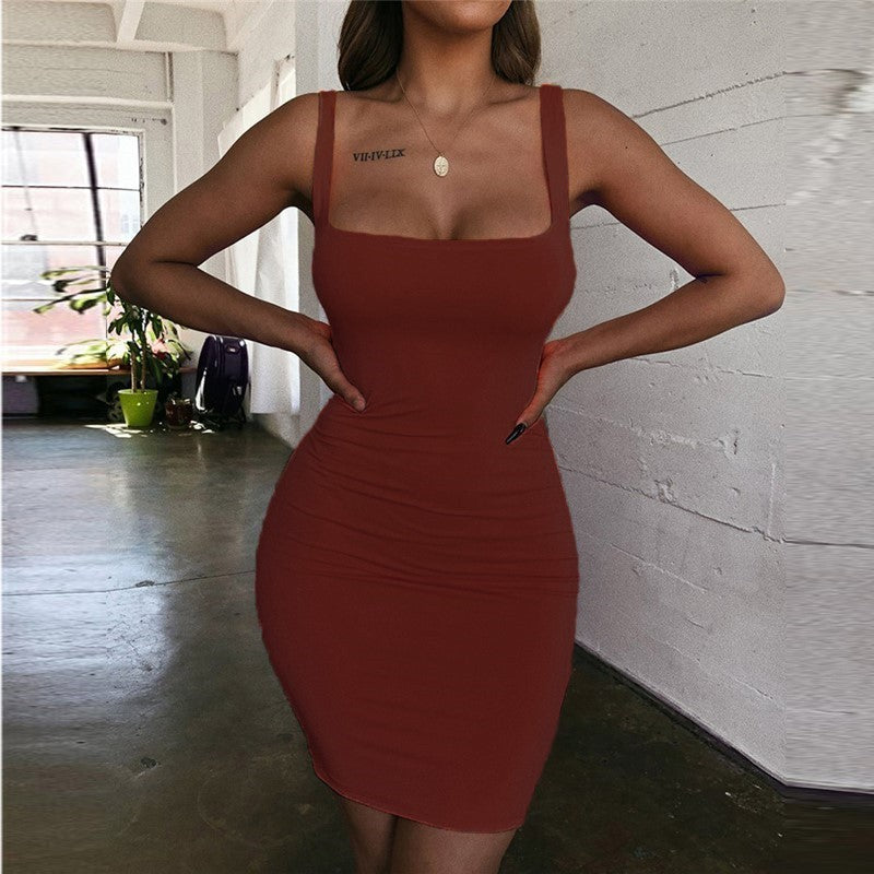 Bodycon Mini Dress with Wide Straps